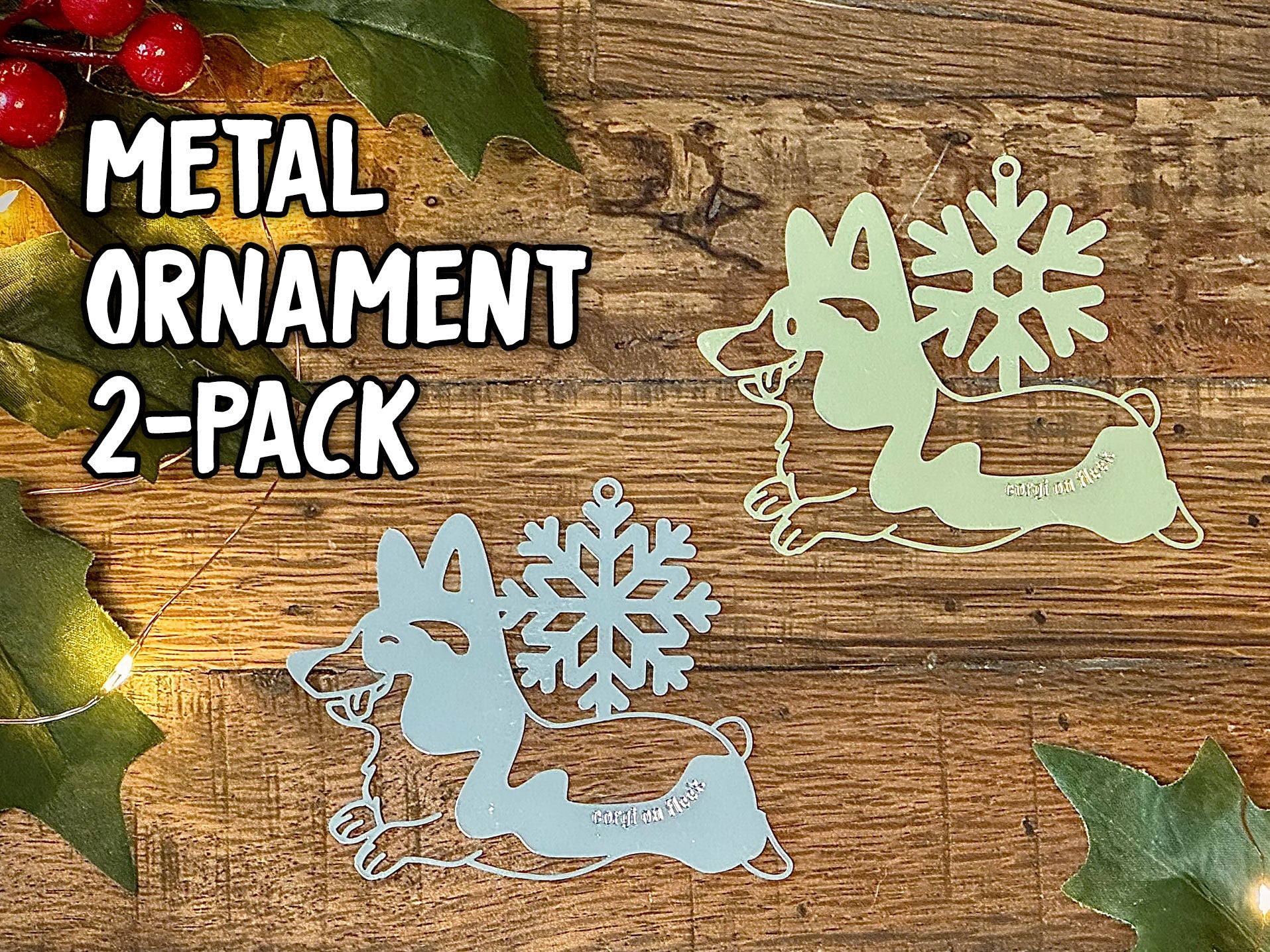 Corgi Christmas Ornaments - Stainless Steel [2-Pack]