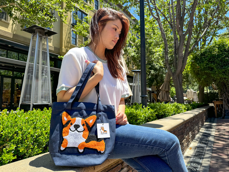 Fuzzy Corgi - Mini Cotton Tote Bag