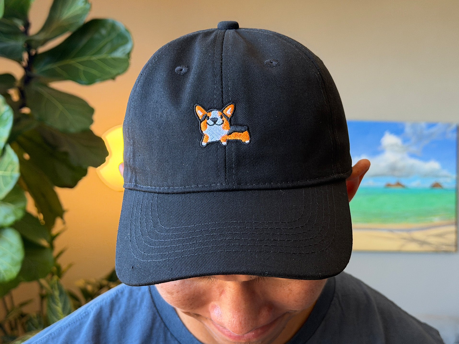 Dad Hat with Embroidered Mini Corgi