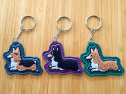 Fuzzy Corgi Patch Keychain