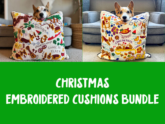 Christmas Embroidered Cushions Bundle