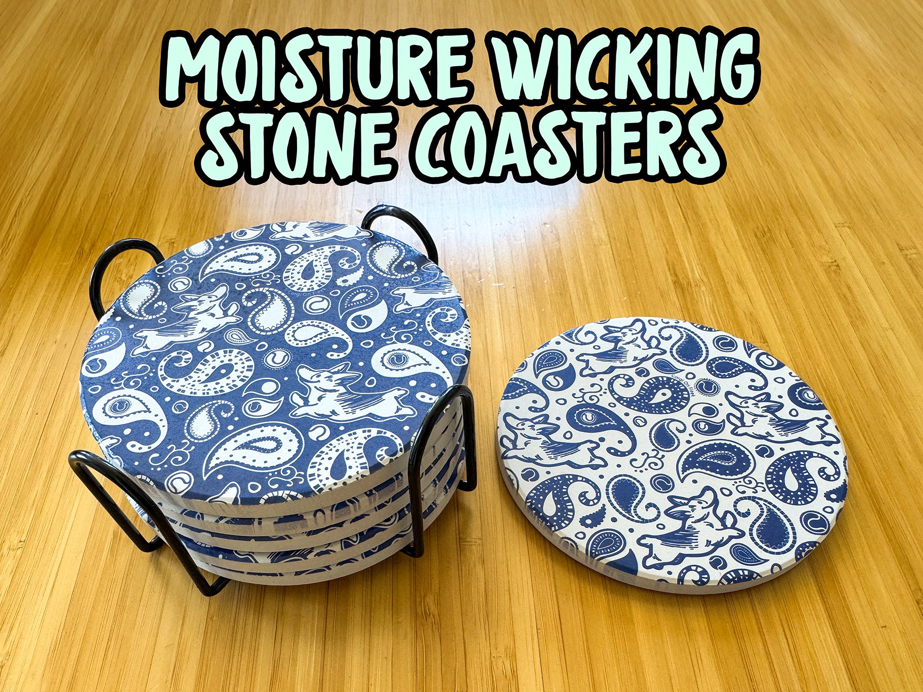 Premium Corgi Coasters - Moisture-Wicking Stone