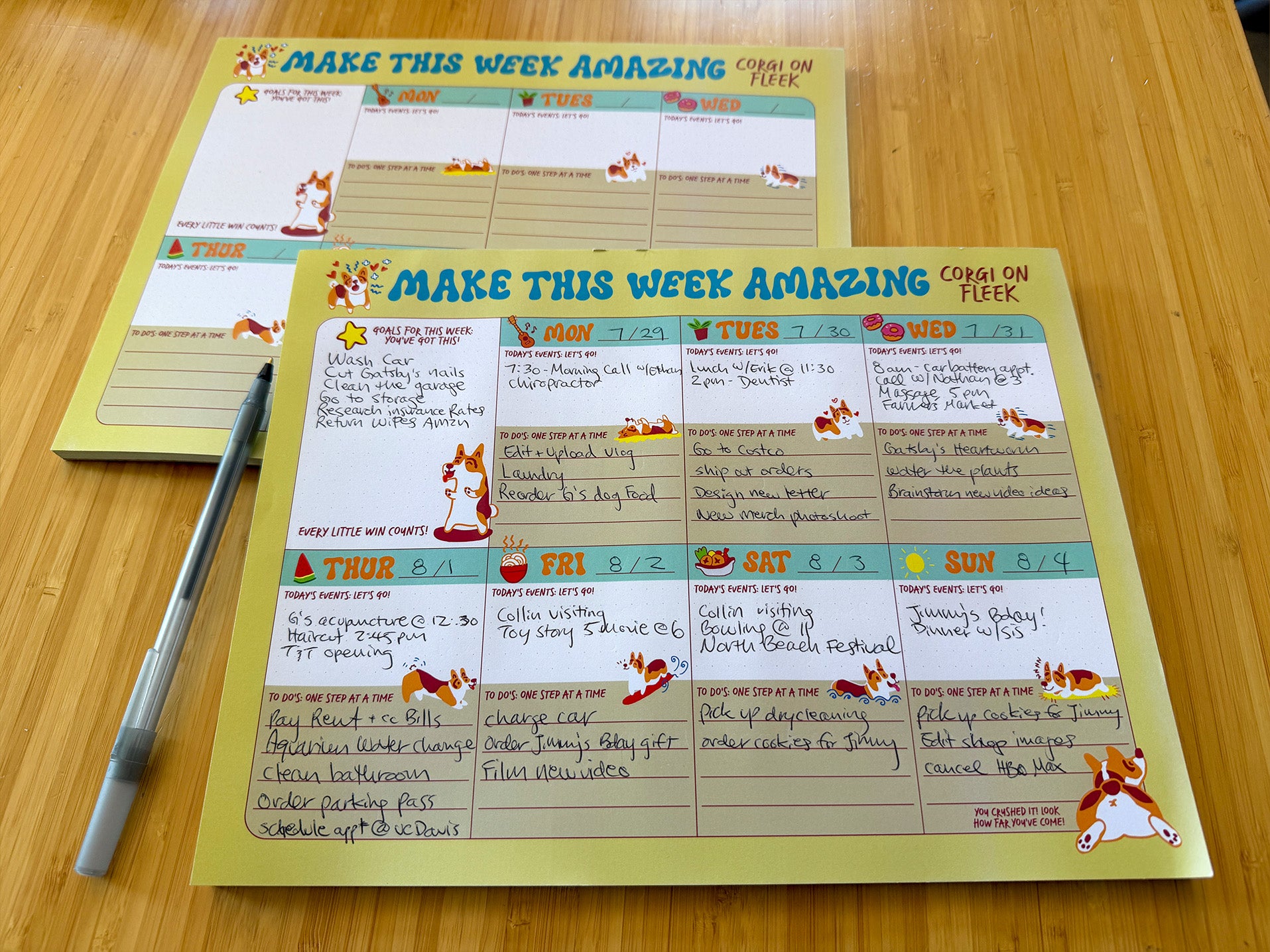 Jumbo Weekly Corgi Planner Notepad - Make This Week Amazing