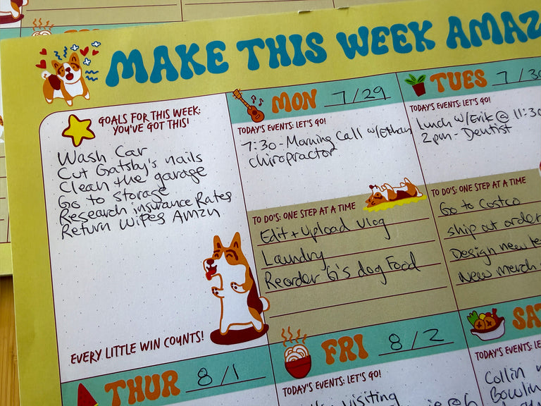 Jumbo Weekly Corgi Planner Notepad - Make This Week Amazing