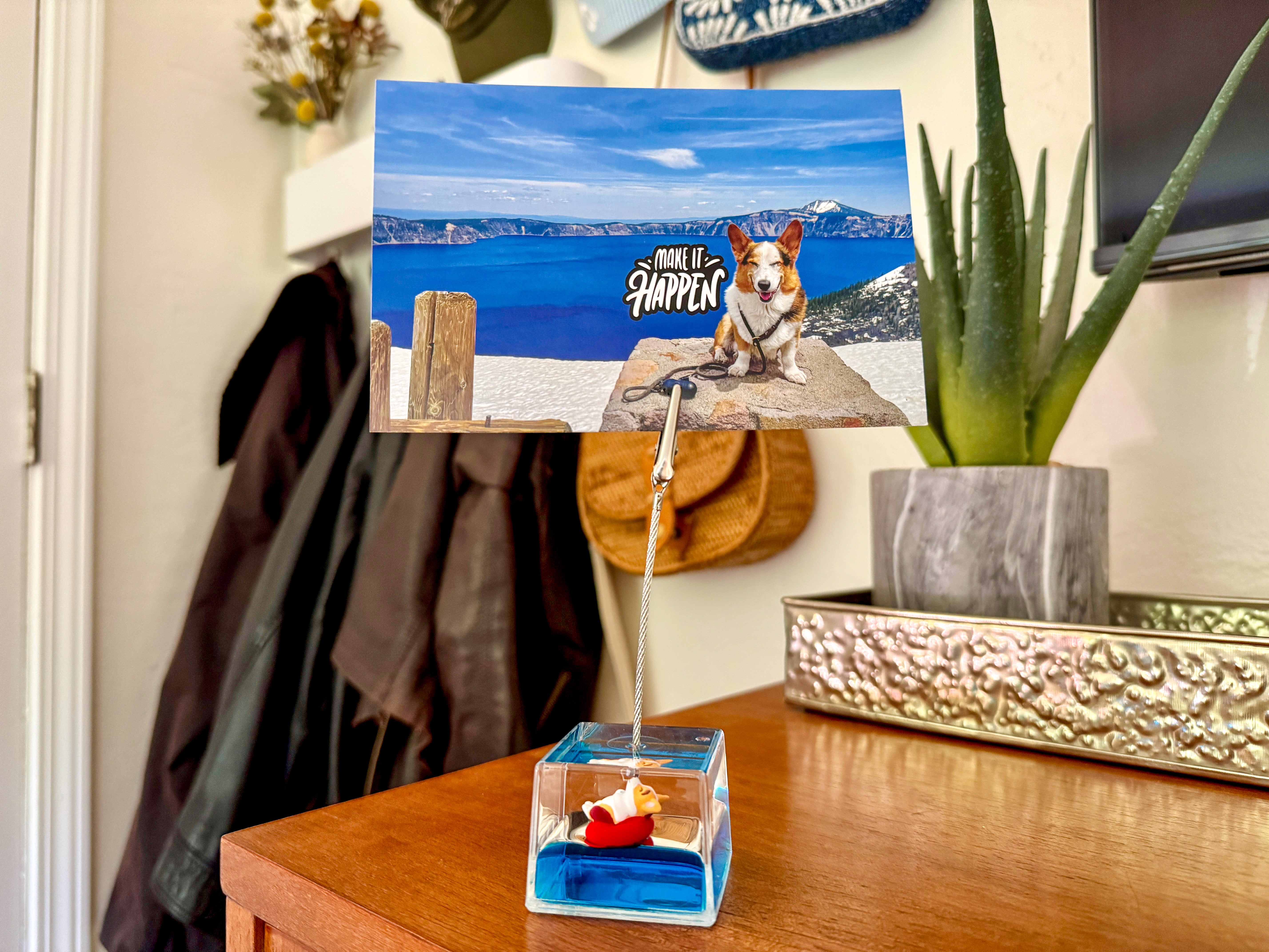 Floating Corgi Card Holder Stand