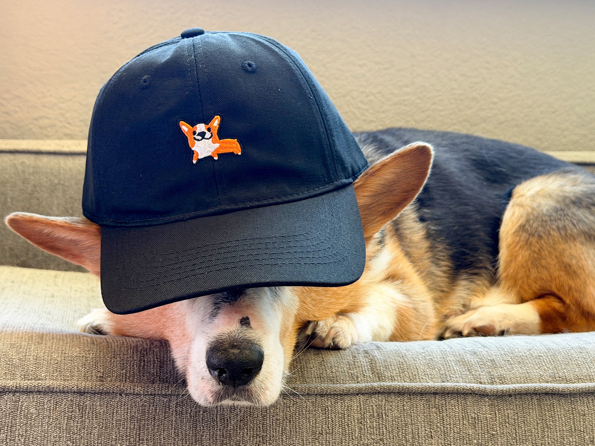 Dad Hat with Embroidered Mini Corgi