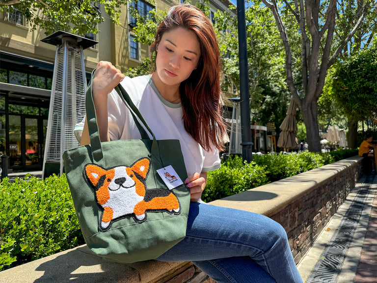 Fuzzy Corgi - Mini Cotton Tote Bag