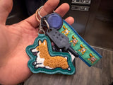 Fuzzy Corgi Patch Keychain