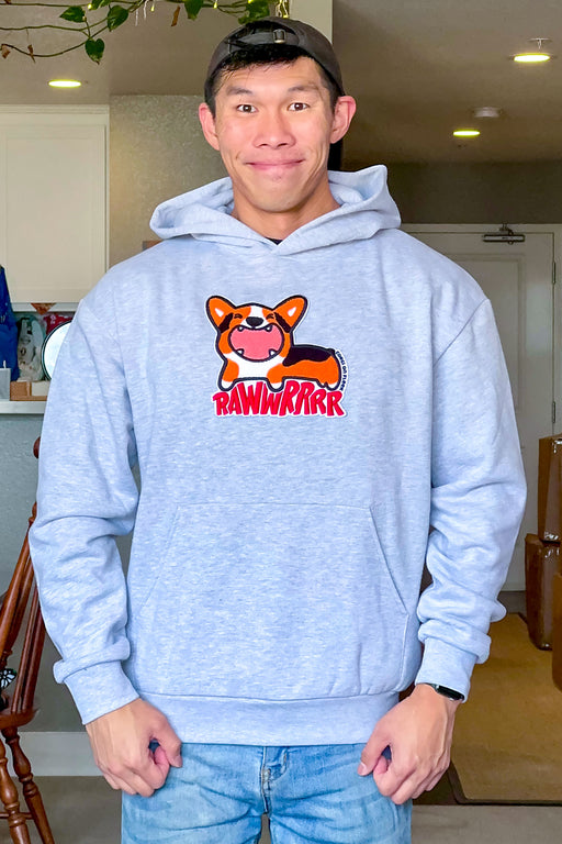 Corgi RAWR Special Fuzzy Embroidered Boxy Pullover Hoodie