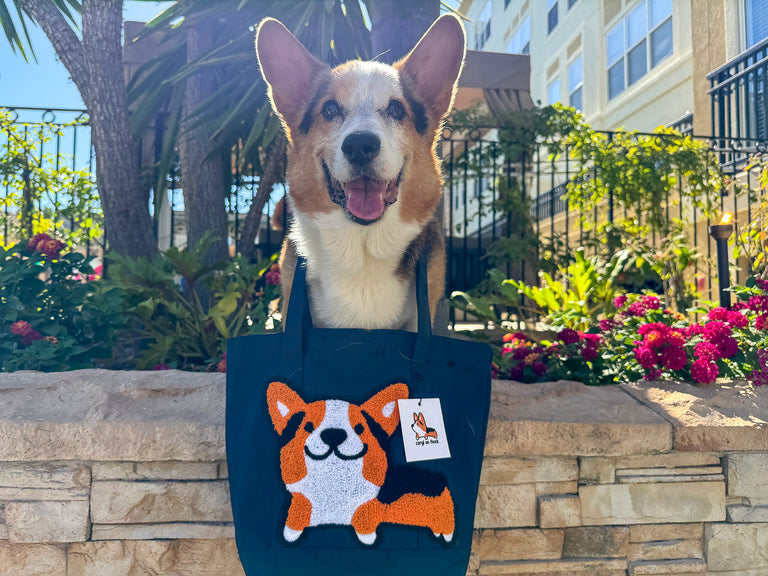 Fuzzy Corgi Mini Cotton Tote Bag