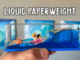 Surfing Corgi Liquid Paperweight