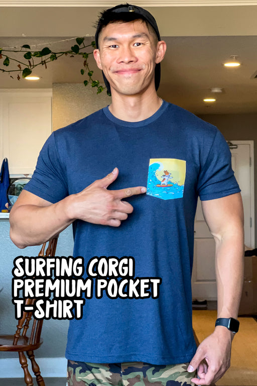 Ultra Soft Surfing Corgi Pocket T-shirt [Limited Edition]