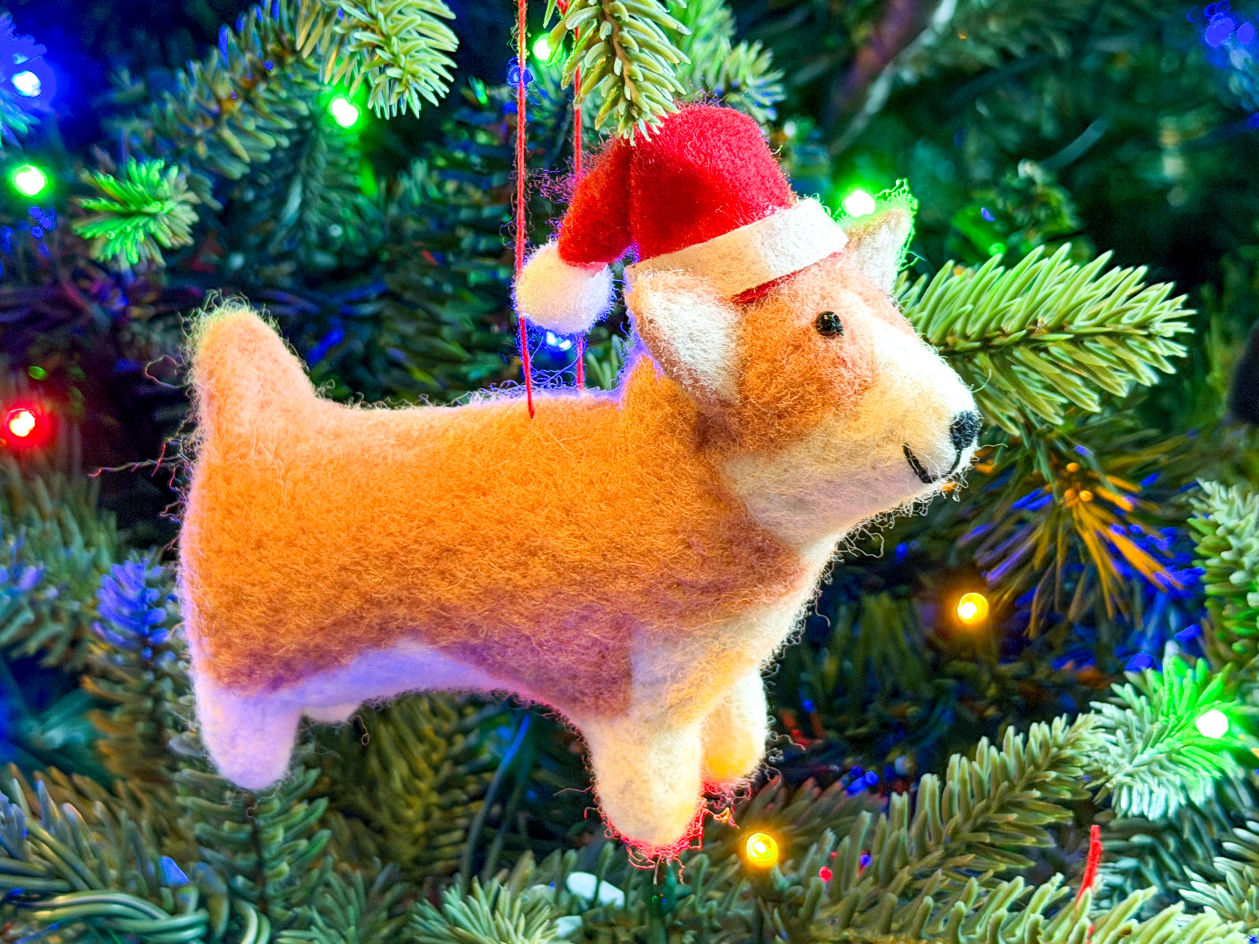 Special 100% Wool Corgi Christmas Ornament