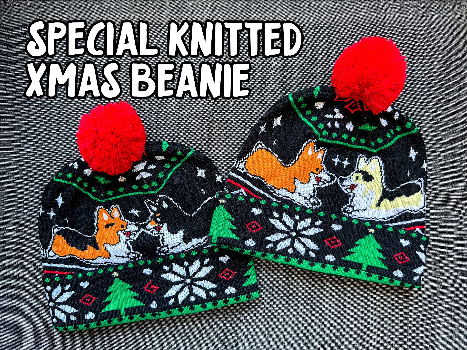 Special Knitted Christmas Corgi BEANIE HAT [Limited Edition]