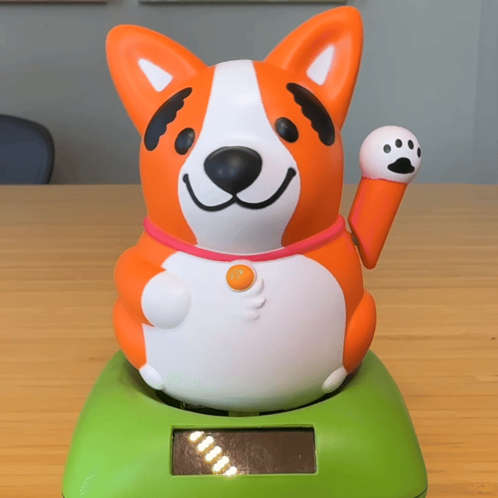 One-Of-A-Kind Rocking & Waving Corgi (Solar Powered)