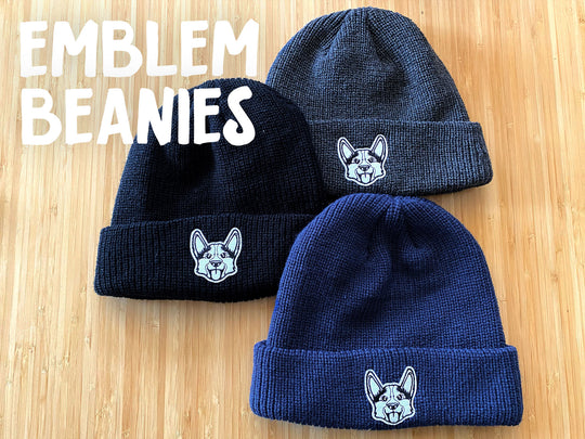 BEANIE HAT w/Embroidered Corgi Emblem