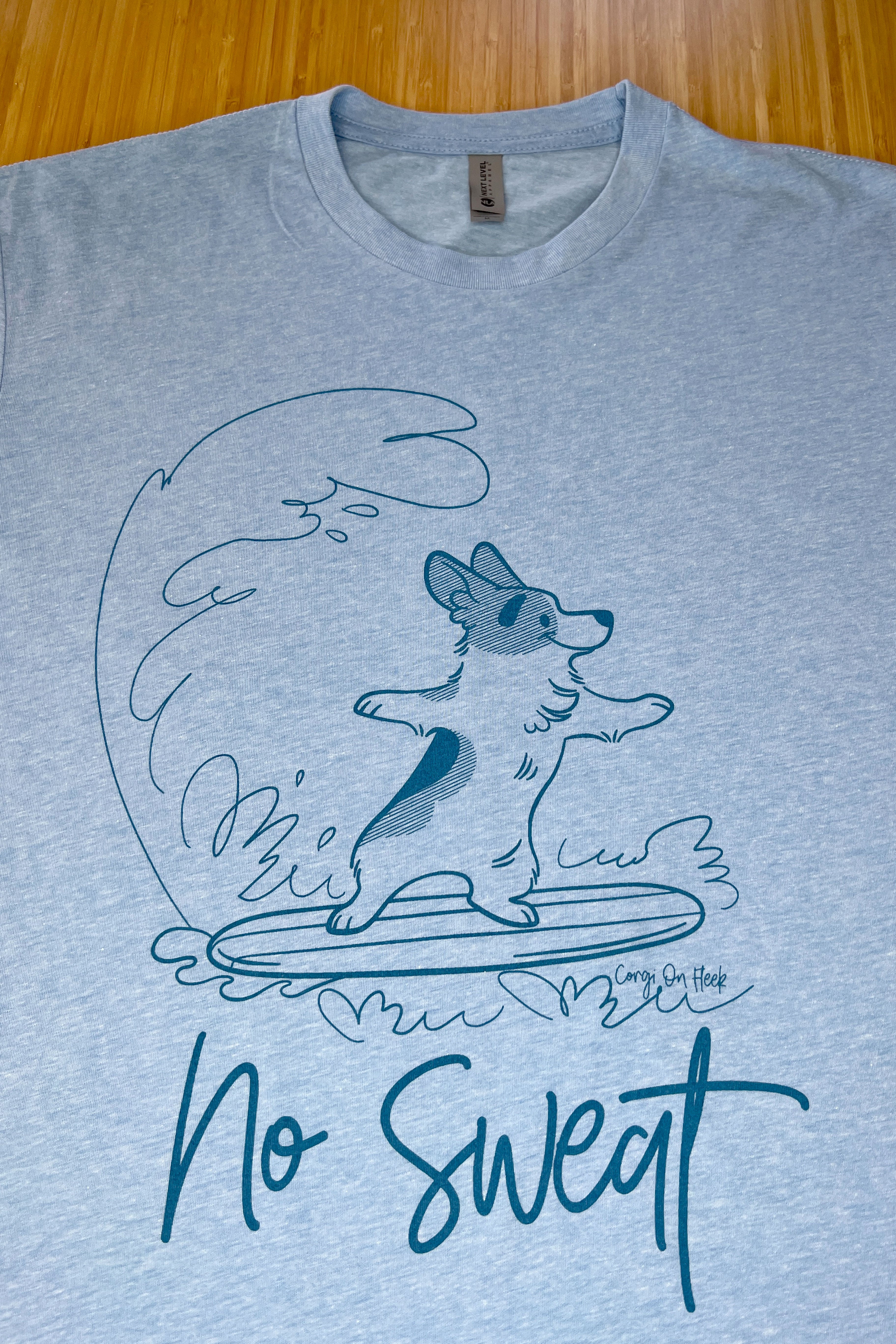 "No Sweat" Surfing Corgi Premium T-shirt