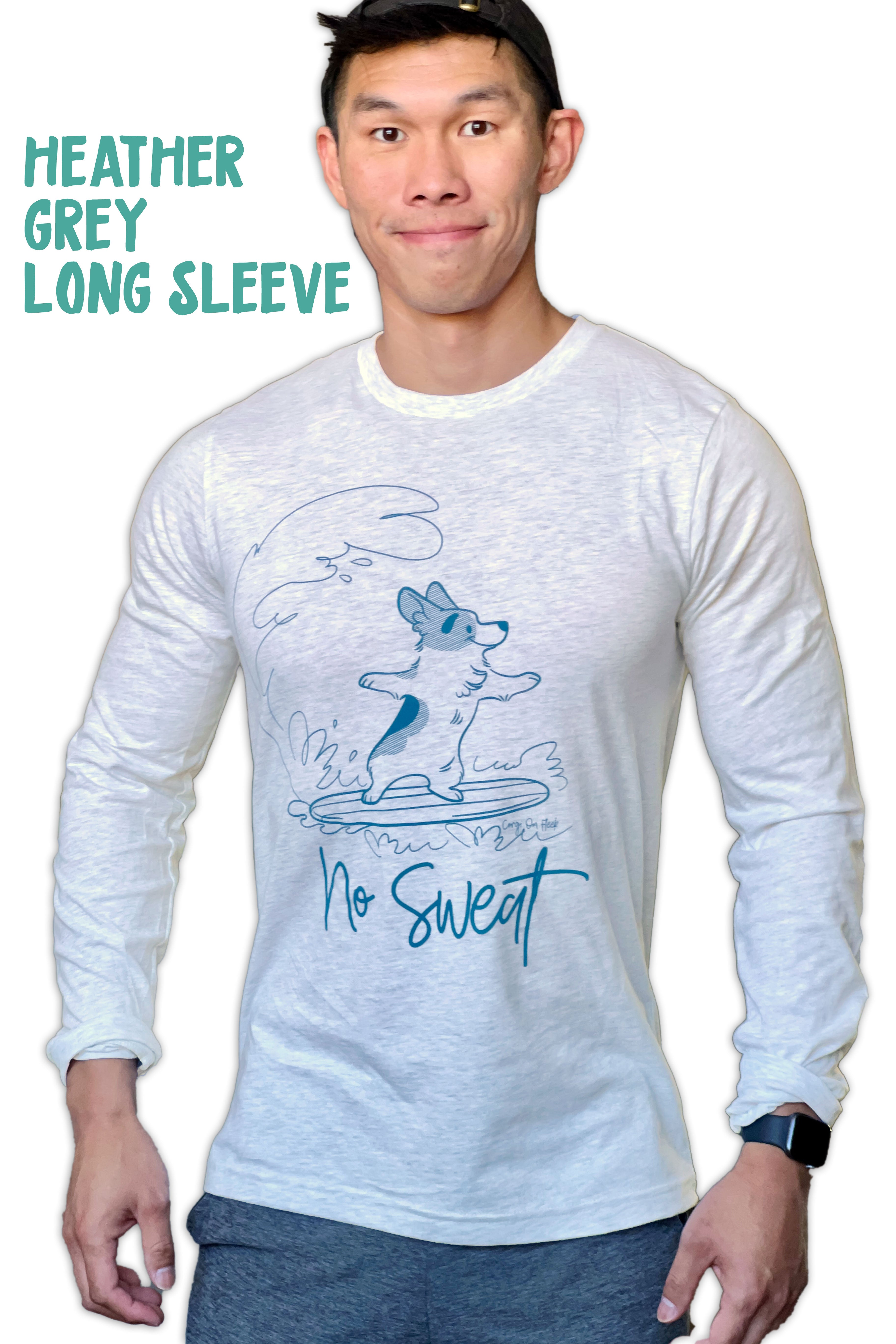 "No Sweat" Surfing Corgi Premium T-shirt