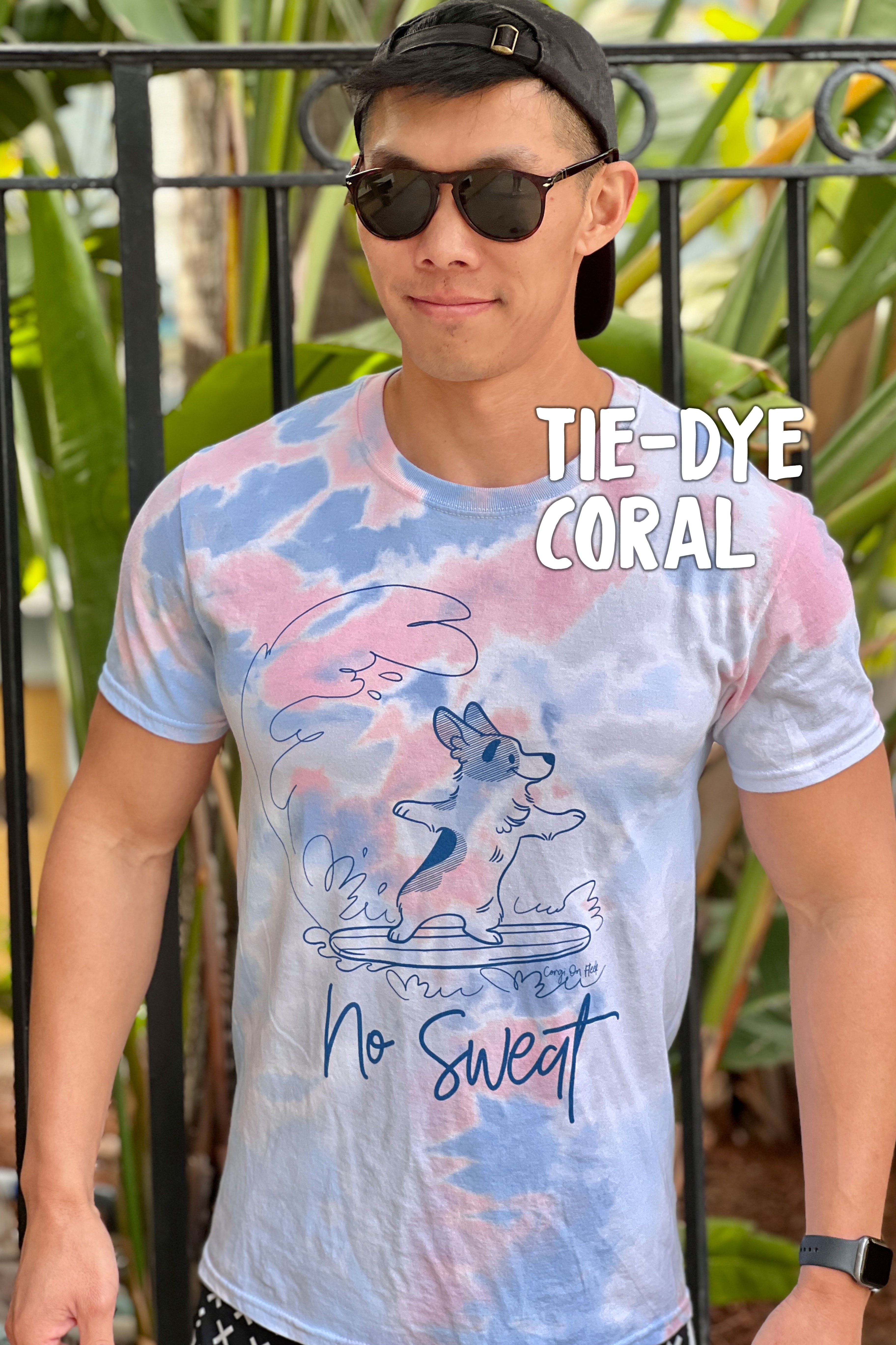 "No Sweat" Surfing Corgi Premium T-shirt