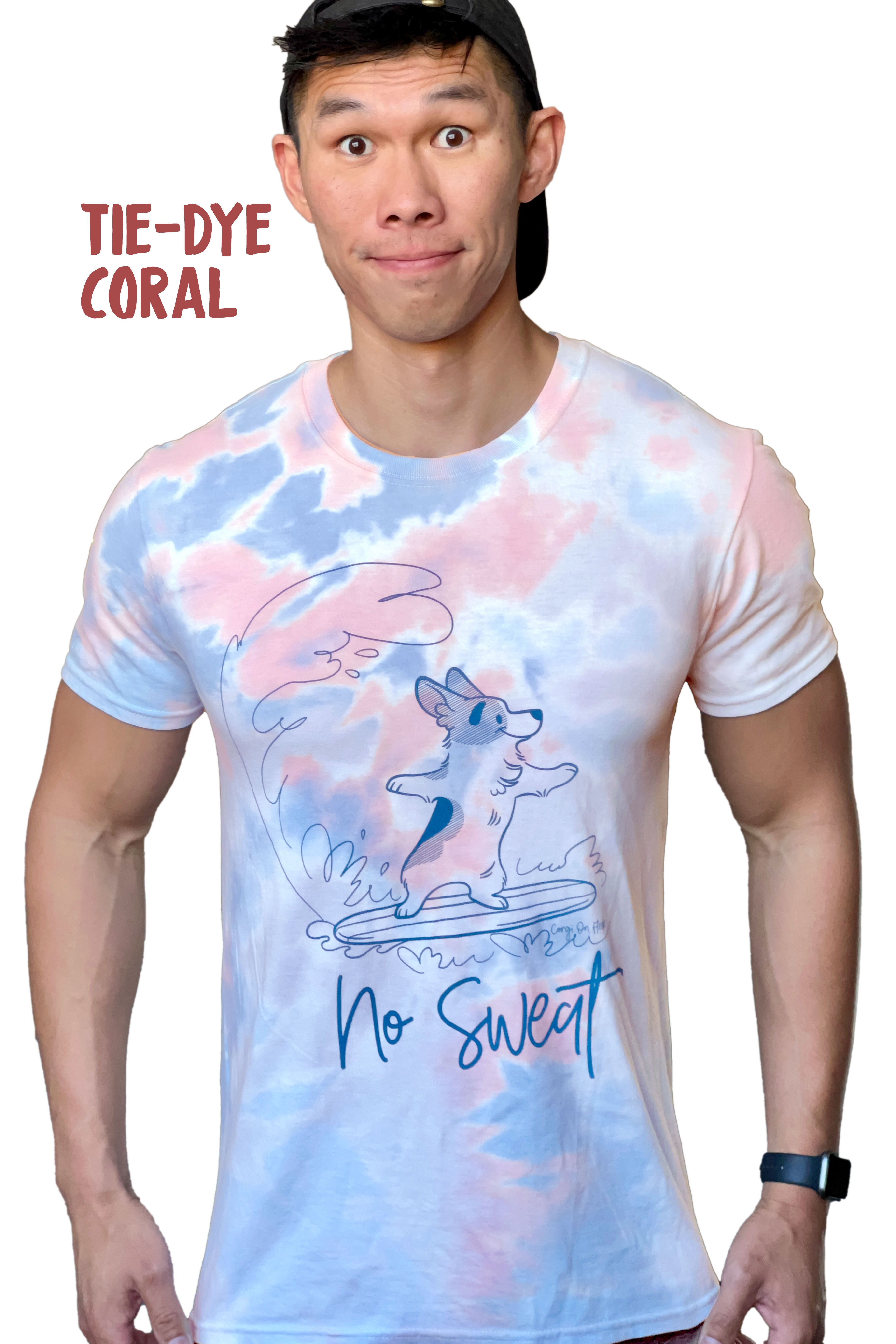 "No Sweat" Surfing Corgi Premium T-shirt